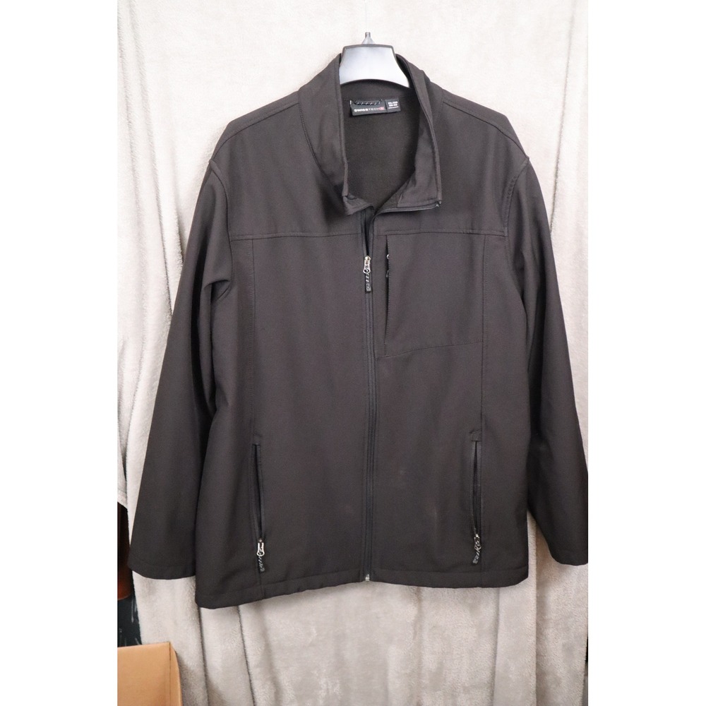 Swiss Tech Mens Black Softshell Fleece Lined Full Zip Jacket Size 2XL 50-52